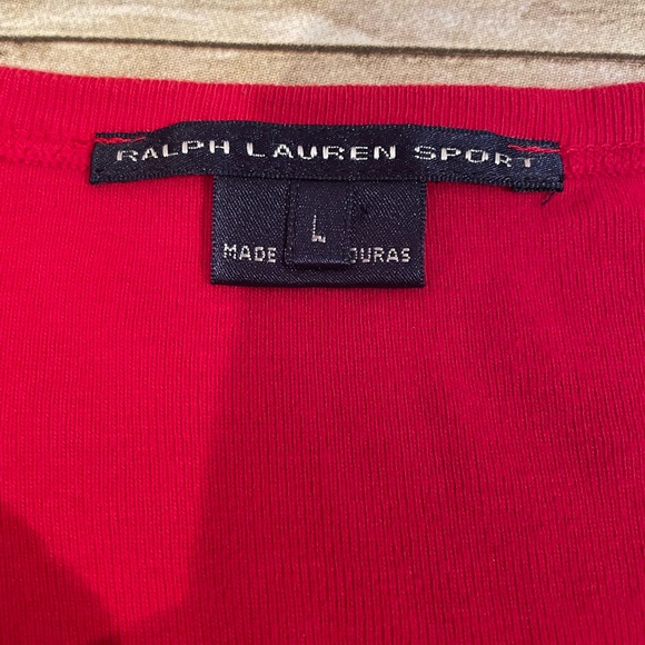 Ralph Lauren Polo Sport V-neck 3/4 Sleeve Tee Shirt in Red Size Large - Picture 4 of 8